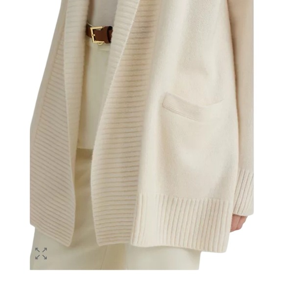 LAUREN RALPH LAUREN NWT Cashmere Cream Knit Shawl Collar Cardigan Sweater SZ XL - Picture 4 of 16